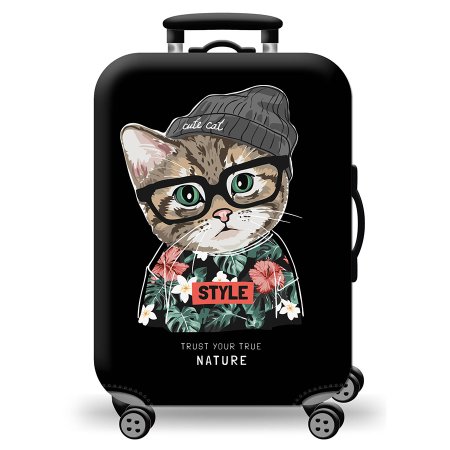 Чехол для чемодана кот хипстер S, M, L, XL